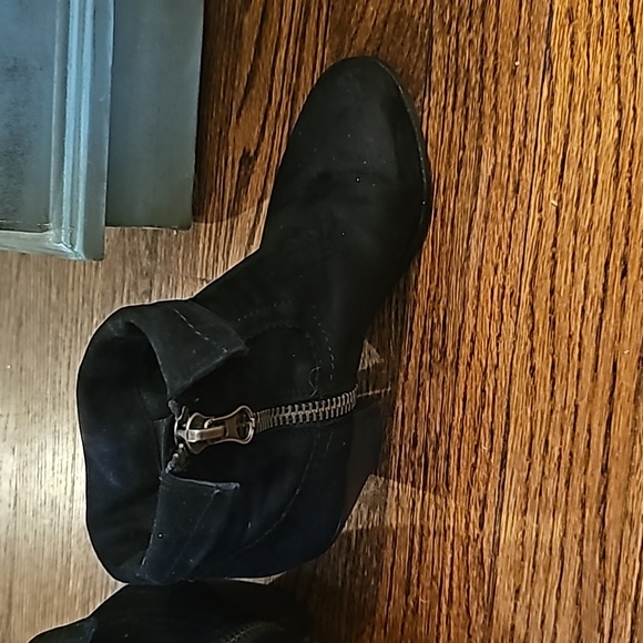 Sam Edelman sz 6 Louie Black Suede Leather Fringe Booties Western - Picture 5 of 7